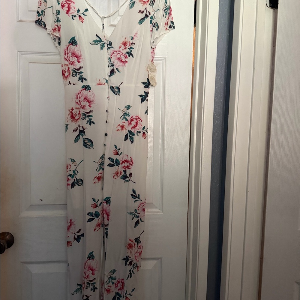 Altar'd State Pink and Green Floral Maxi Dress